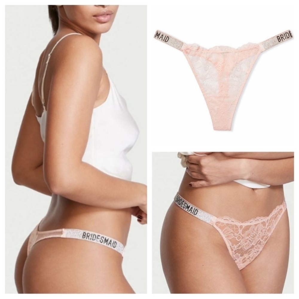 New! Victorias Secret very sexy shine strap bridesmaid thong panty 4229